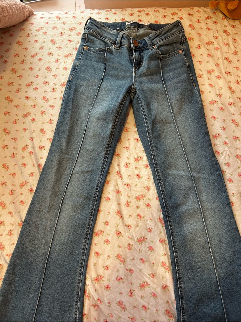Garage Women's Mid Blue Flare Jeans with Front Seams - Picture 2 of 4